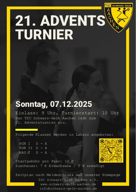 21. Adventsturnier 2025 – Plakat TSC Schwarz-Gelb Aachen