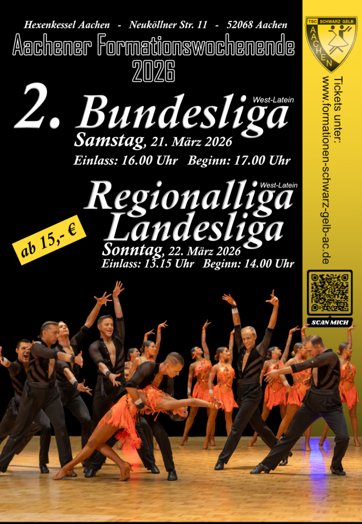 Formations-Tanzwochenende in Aachen – 2. Bundesliga, Regionalliga und Landesliga
