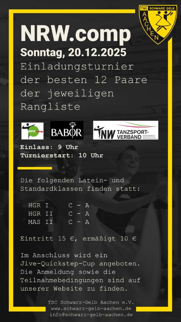 Plakat NRW Comp des TSC Schwarz-Gelb Aachen