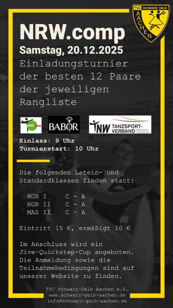 Plakat NRW Comp des TSC Schwarz-Gelb Aachen