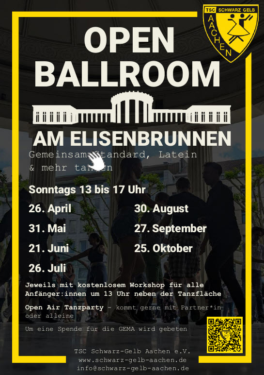 Open Ballroom Plakat TSC Schwarz-Gelb Aachen