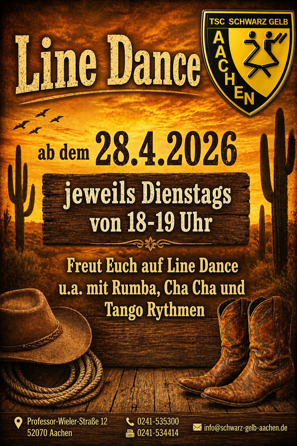 Line Dance beim TSC Schwarz-Gelb Aachen ab 28.04.2026